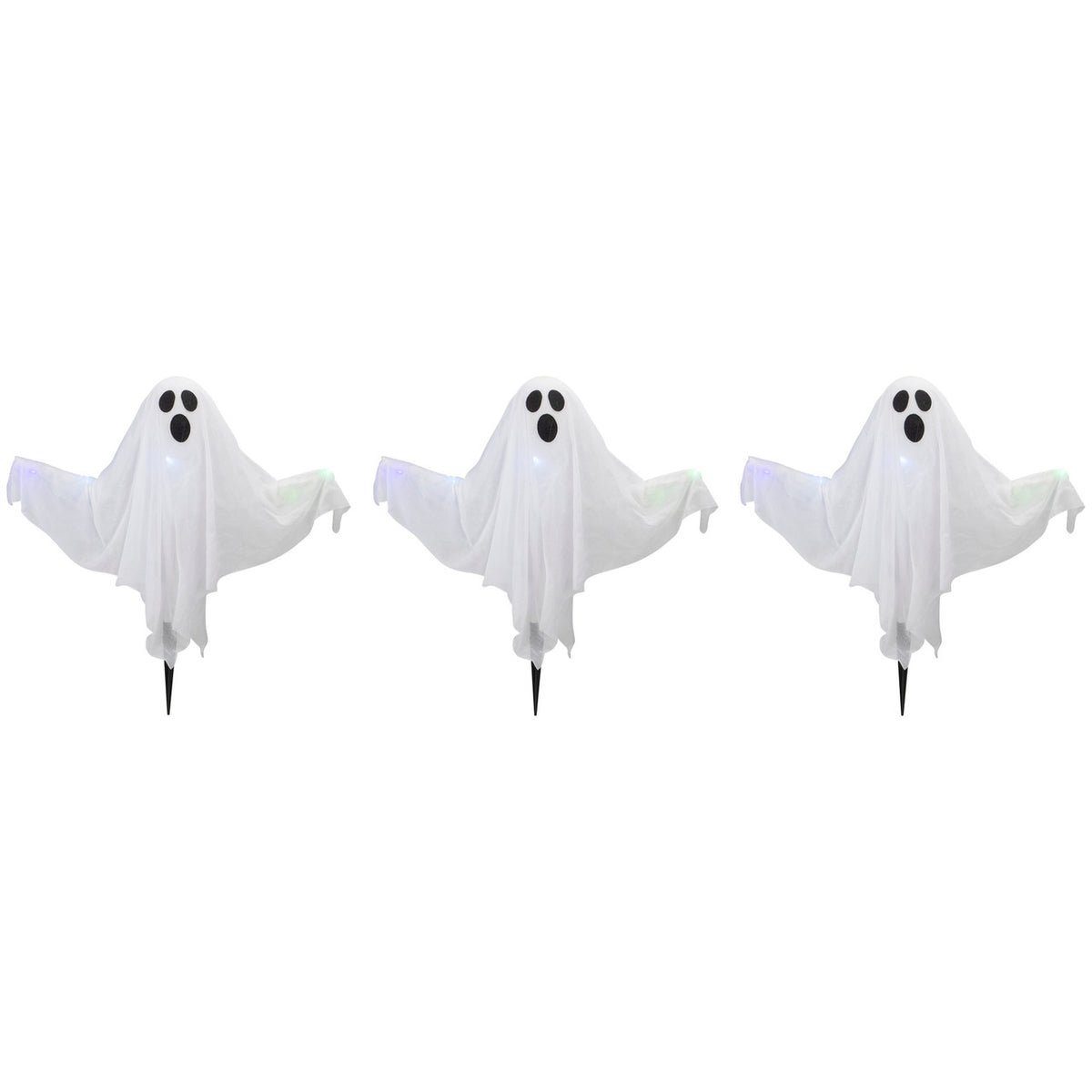 Halloween Decoration Set of 3 Lighted White Stakes 20&quot;