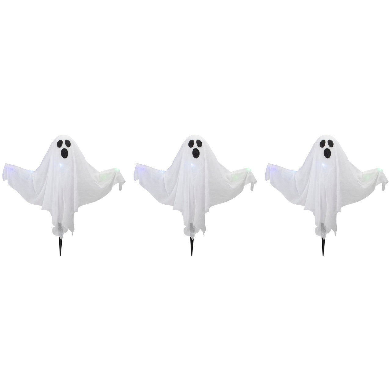 Halloween Decoration Set of 3 Lighted White Stakes 20"