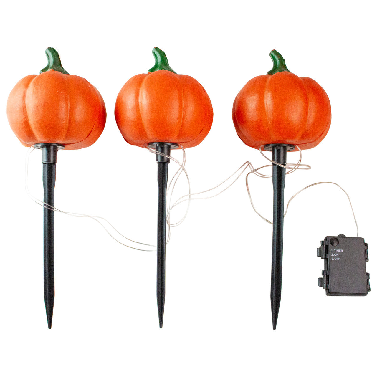 Halloween Set of 3 LED Lighted Jack-o-Lantern Pathway Markers