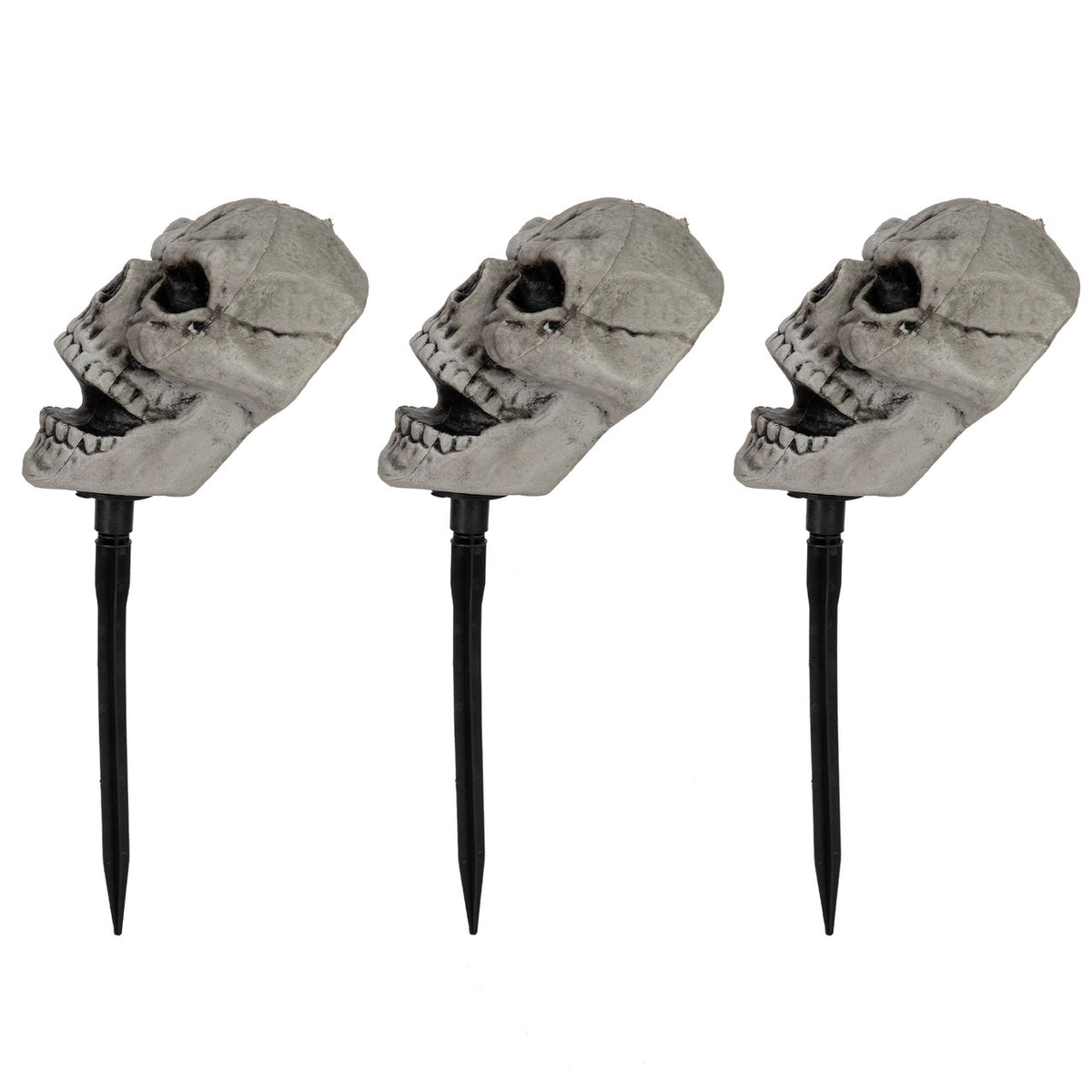 Halloween Decorations Set of 3 Skull Stakes Outdoor Yard