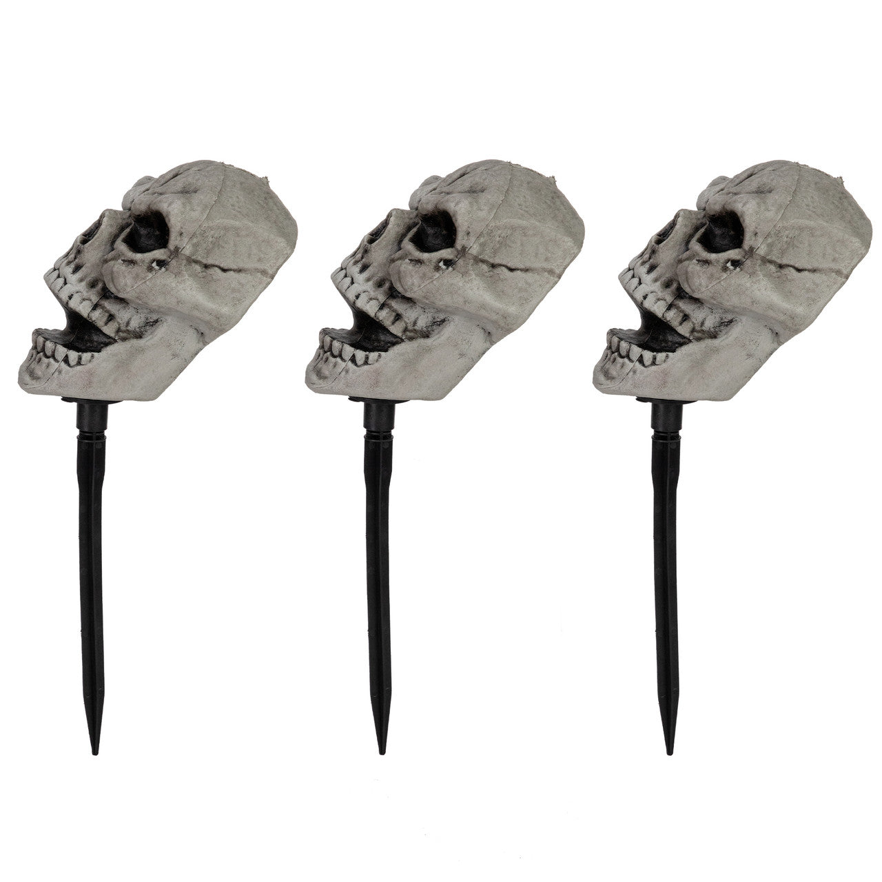 Halloween Decorations Set of 3 Skull Stakes Outdoor Yard