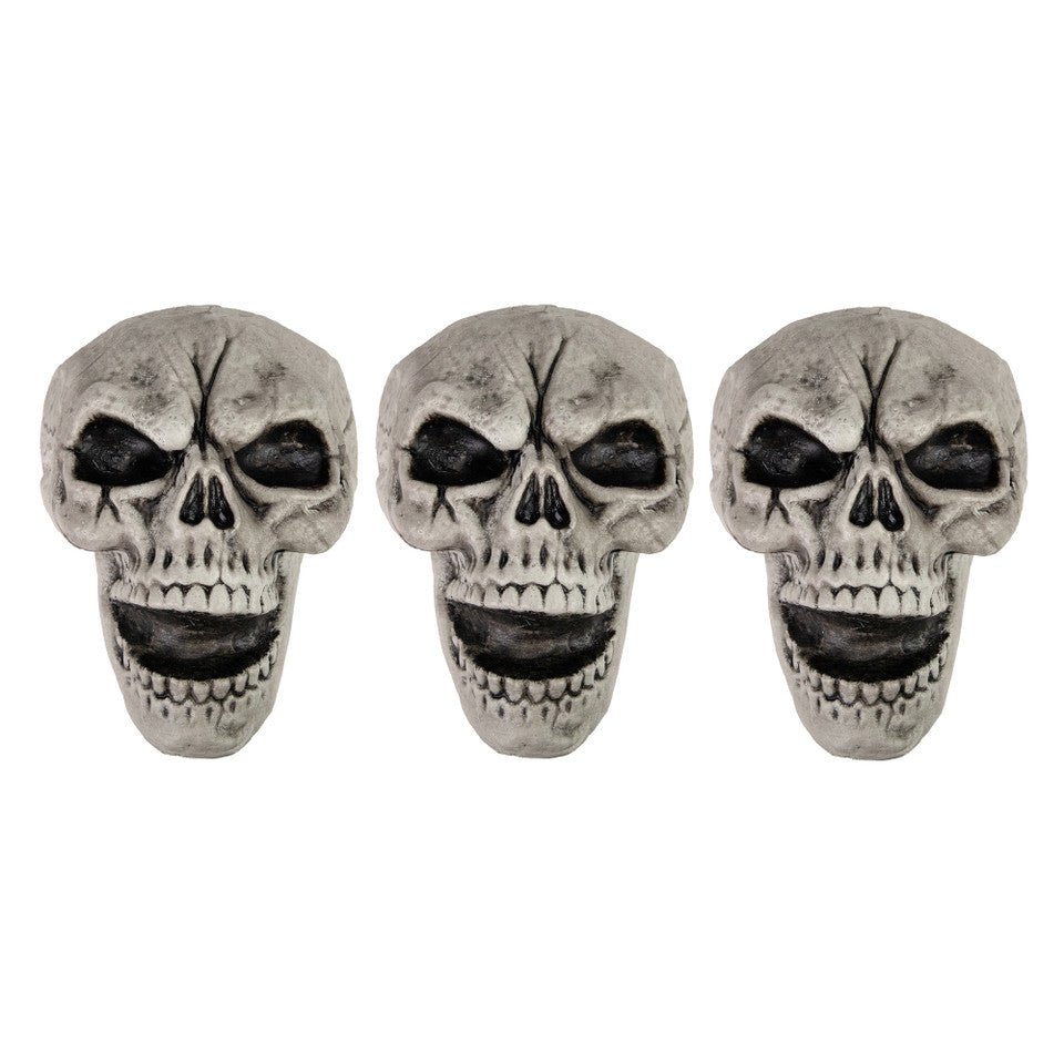 Set of 3 Halloween Skull Yard Stakes Outdoor Graveyard Decorations 15 Inch