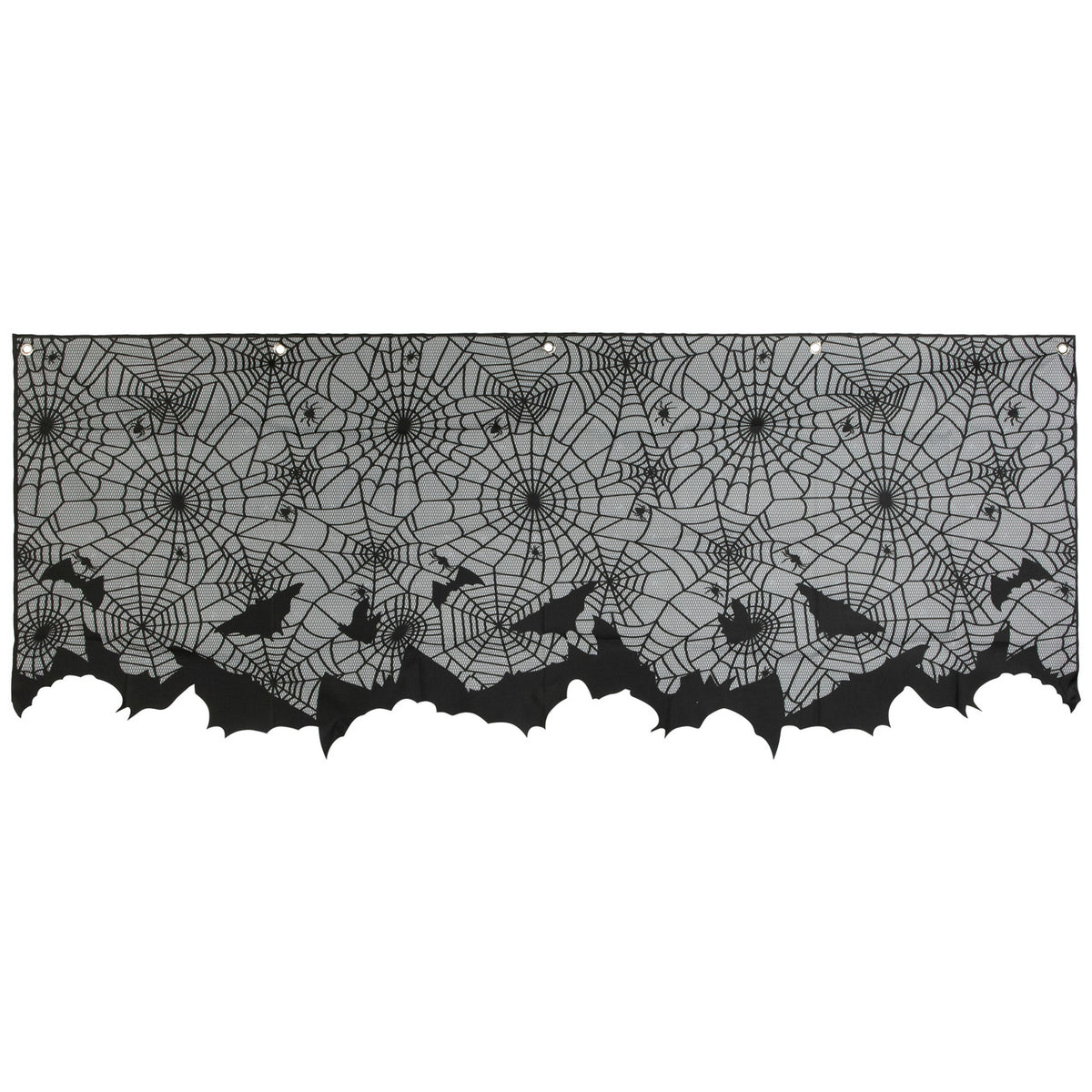 Spooky Black Lace Spiderweb Valance for Halloween Decor