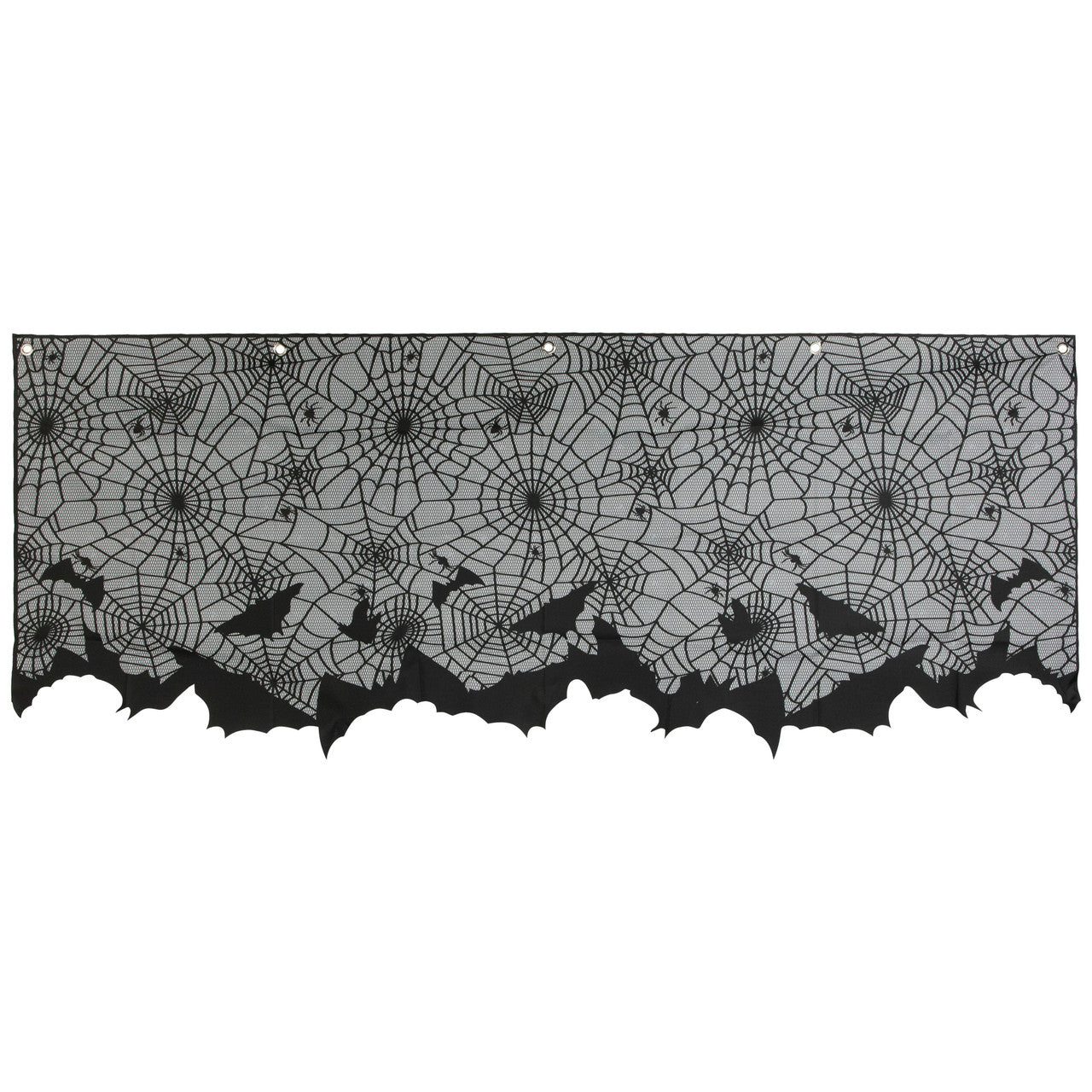 Spooky Black Lace Spiderweb Valance for Halloween Decor