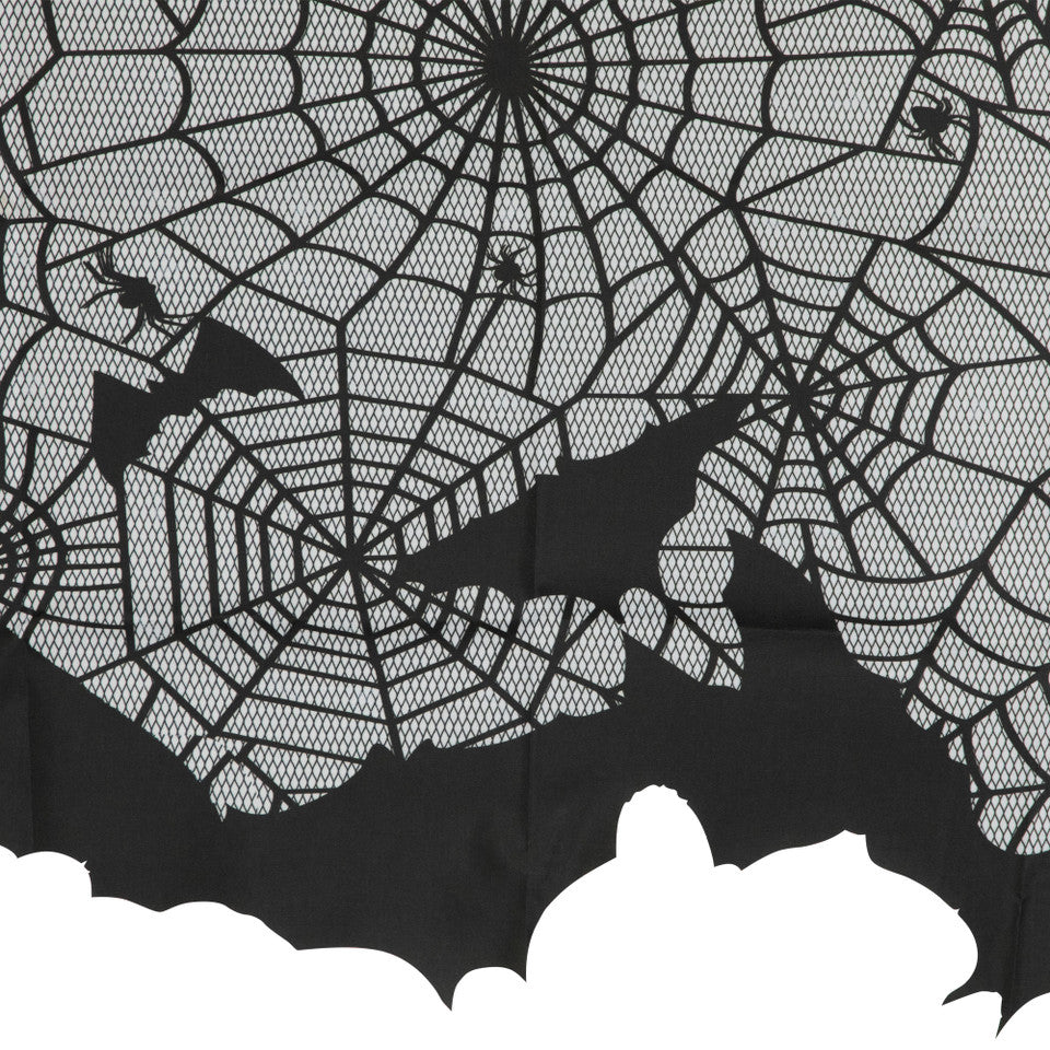 Spooky Black Lace Spiderweb Valance for Halloween Decor