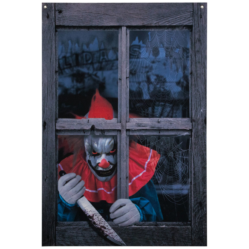 Spooky 47" Clown Window Prop Halloween Decor