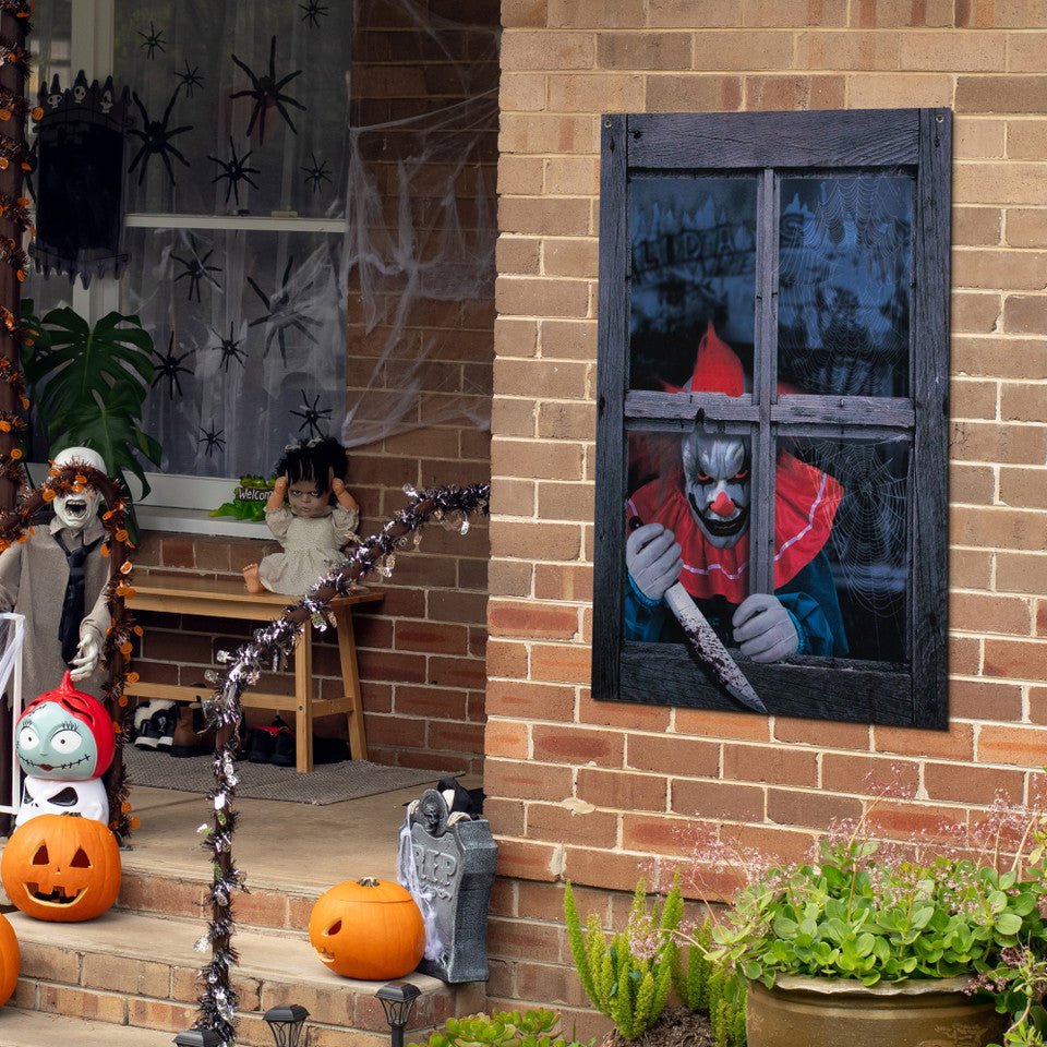 Spooky 47&quot; Clown Window Prop Halloween Decor