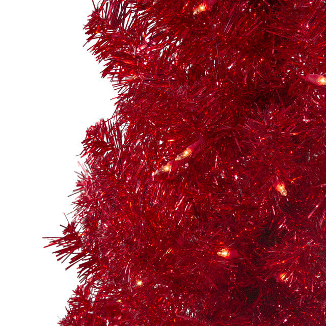 4ft Red Artificial Christmas Tree Clear Lights