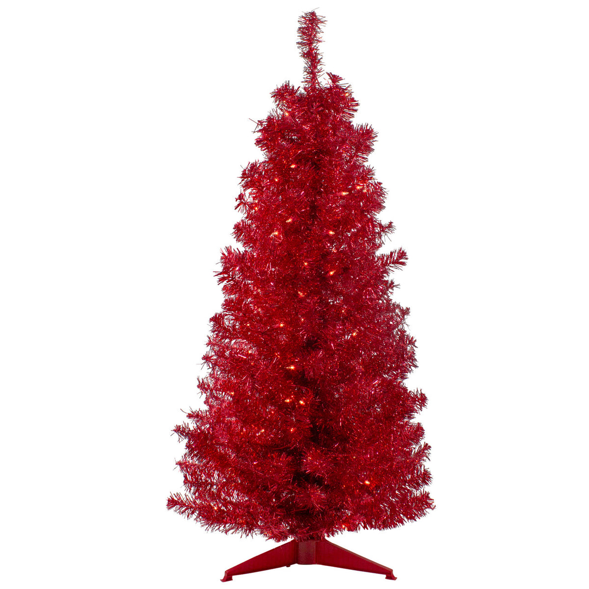 4ft Red Artificial Christmas Tree Clear Lights