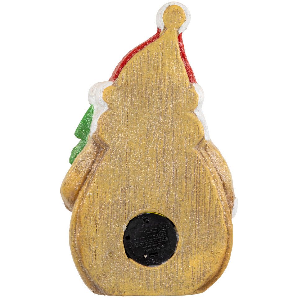 Glittered Gingerbread Santa Claus Figure (15.5 Inch) – LED Lighted Christmas Tabletop Decor