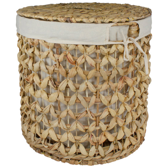 Natural Laundry Basket 16&quot; with Lid and Removable Liner
