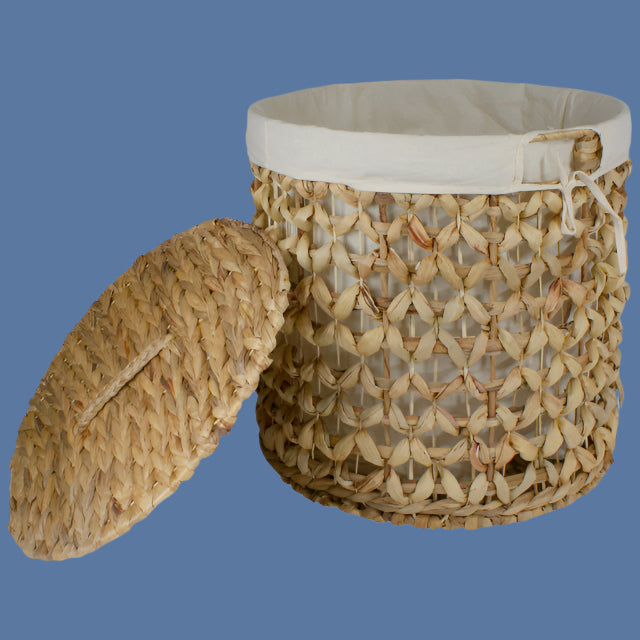 Natural Laundry Basket 16&quot; with Lid and Removable Liner