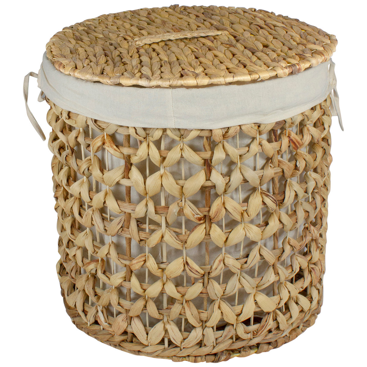 Natural Laundry Basket 16&quot; with Lid and Removable Liner