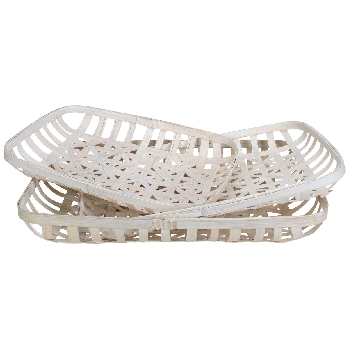 White Rectangular Lattice Tobacco Baskets Set of 3