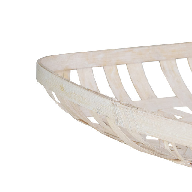 White Rectangular Lattice Tobacco Baskets Set of 3