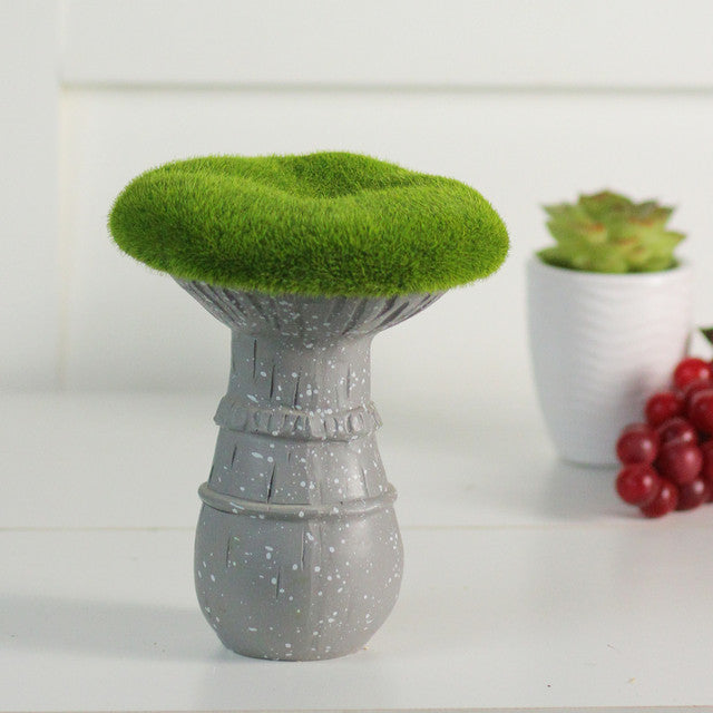 6.25" Faux Moss Mushroom Outdoor Garden Statue