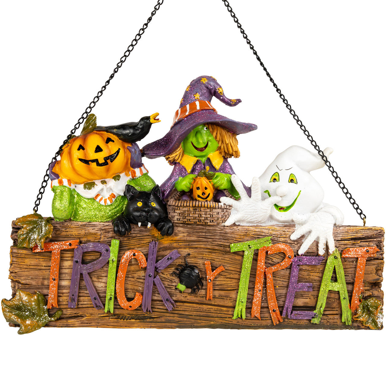 Trick or Treat 13.5" Witch Halloween Wall Sign