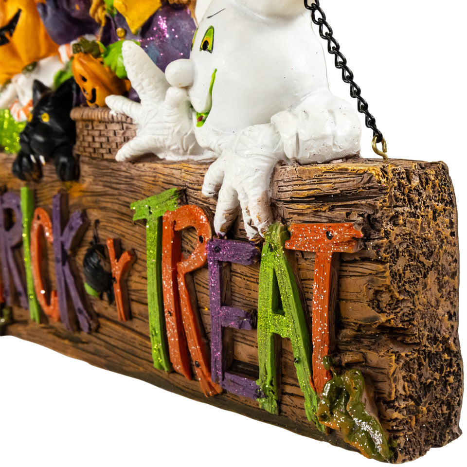 Trick or Treat 13.5&quot; Witch Halloween Wall Sign