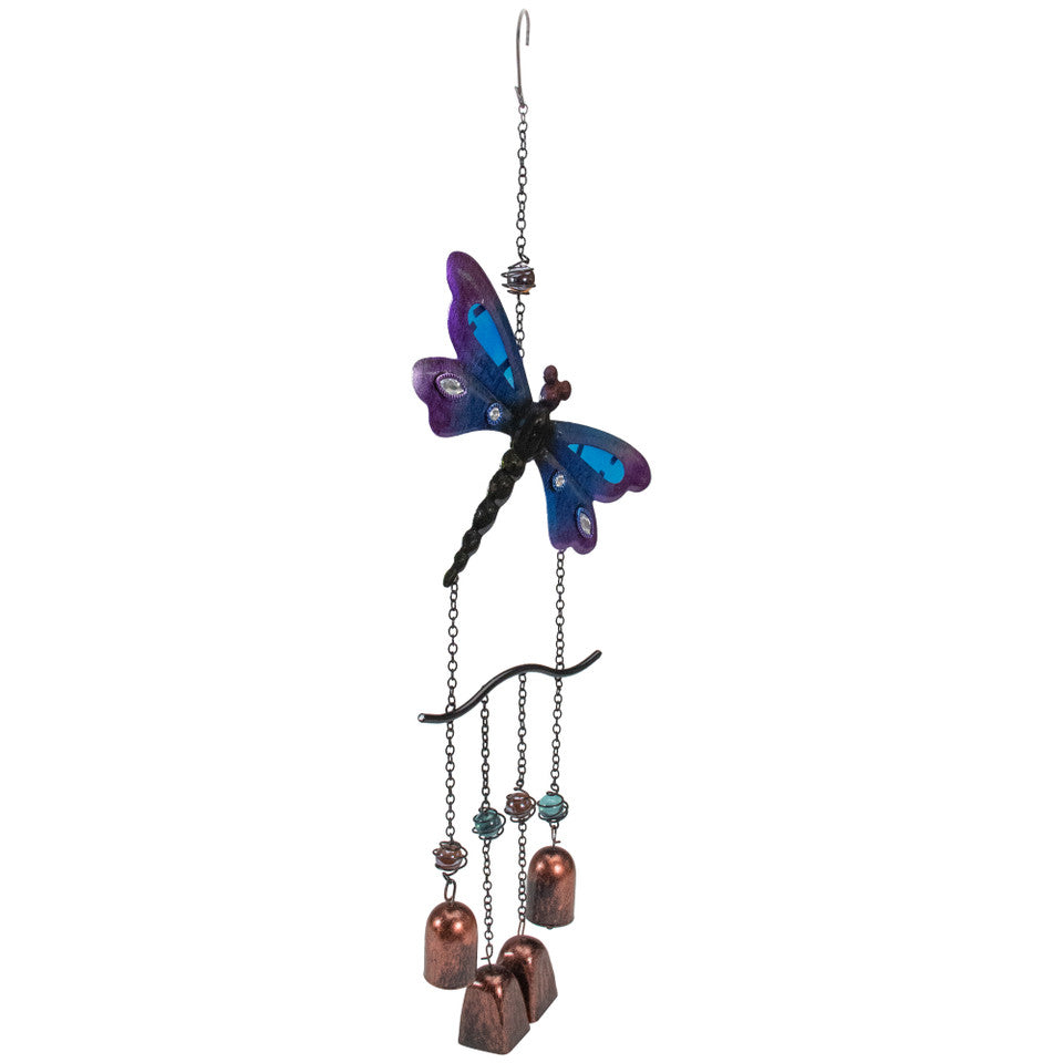 Outdoor Garden Wind Chime with Purple Dragonflies