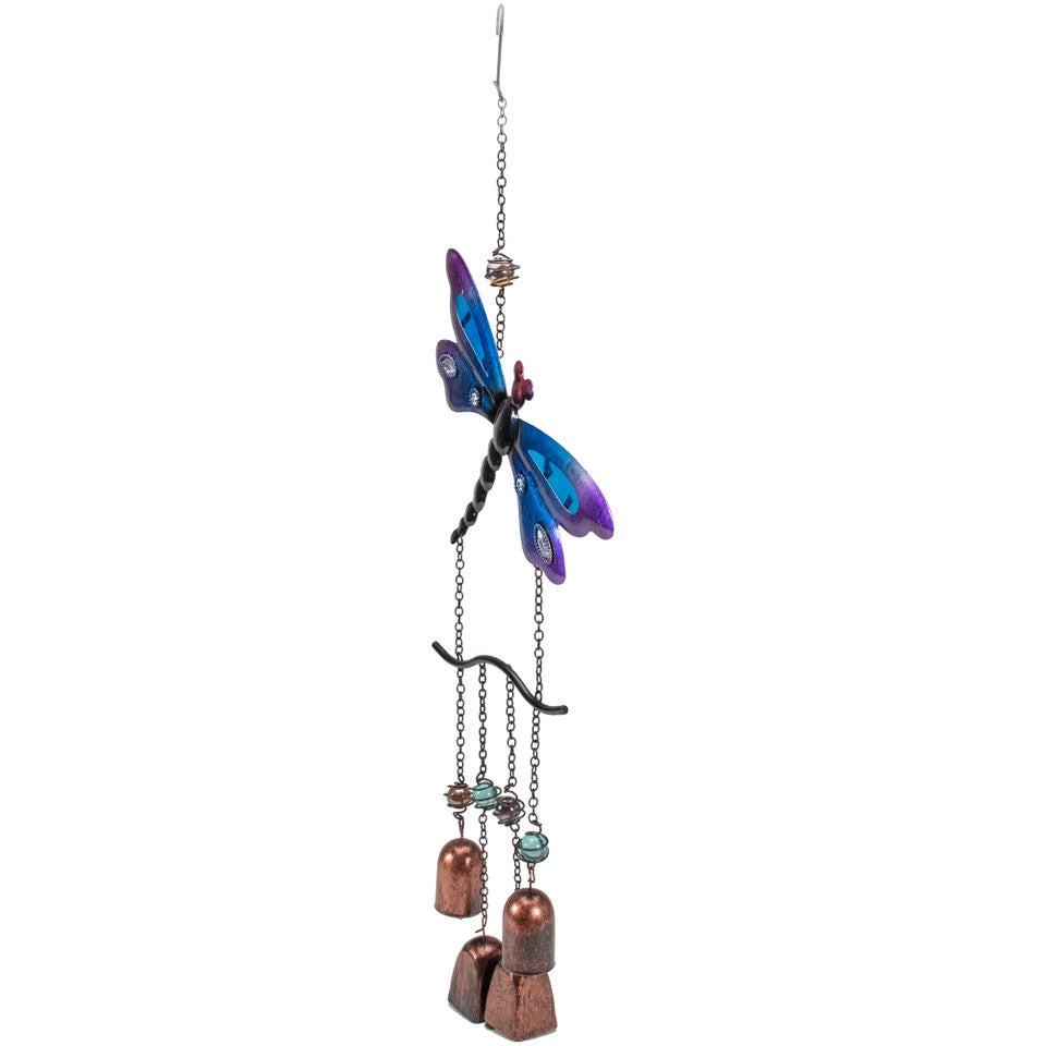 Outdoor Garden Wind Chime with Purple Dragonflies