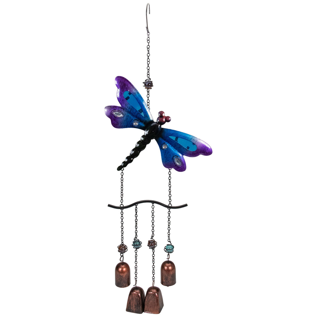 Outdoor Garden Wind Chime with Purple Dragonflies