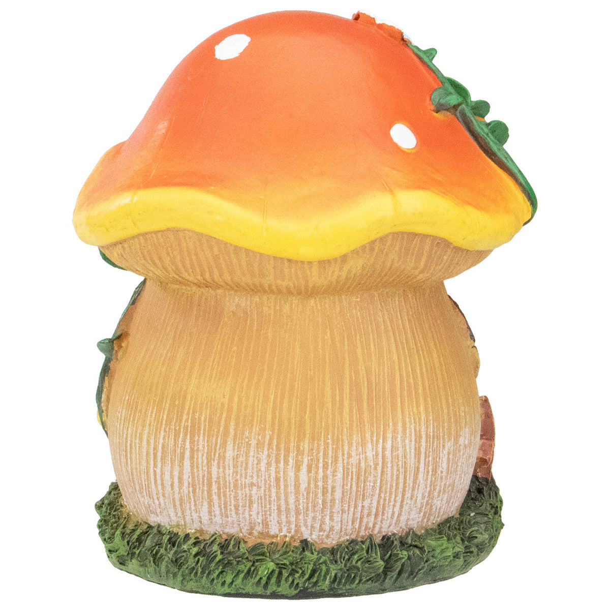 Garden Decor 6.25&quot; Mushroom House Outdoor Garden Statue, Orange