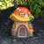 Garden Decor 6.25" Mushroom House Outdoor Garden Statue, Orange