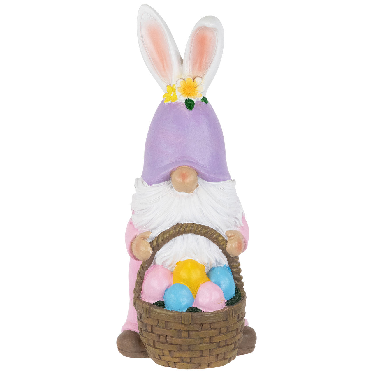 Easter Bunny Gnome with Egg Basket Figurine 11.5" for Decoration