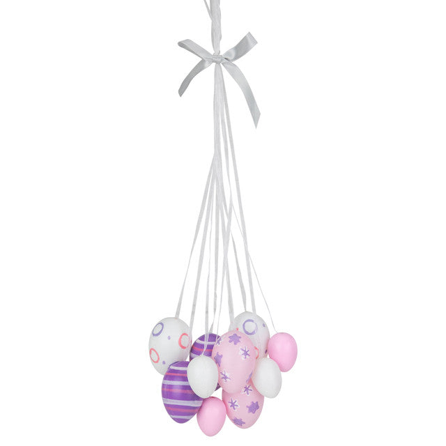 Easter Egg Cluster Hanging Ornament 15&quot; Pink White Purple