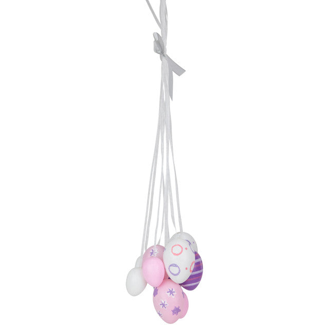 Easter Egg Cluster Hanging Ornament 15&quot; Pink White Purple