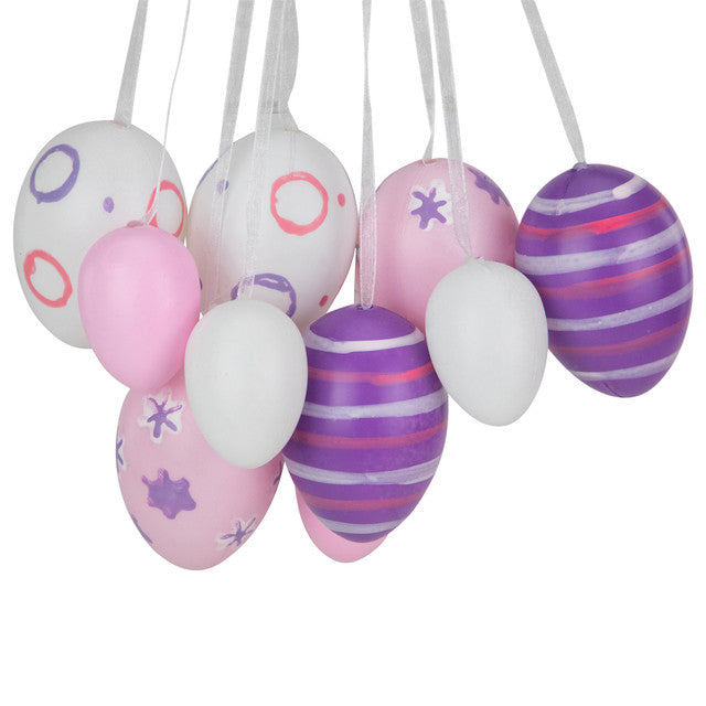 Easter Egg Cluster Hanging Ornament 15&quot; Pink White Purple