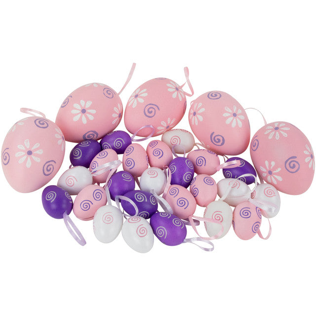 Pastel Easter Egg Ornaments 29-Count Pink Purple White