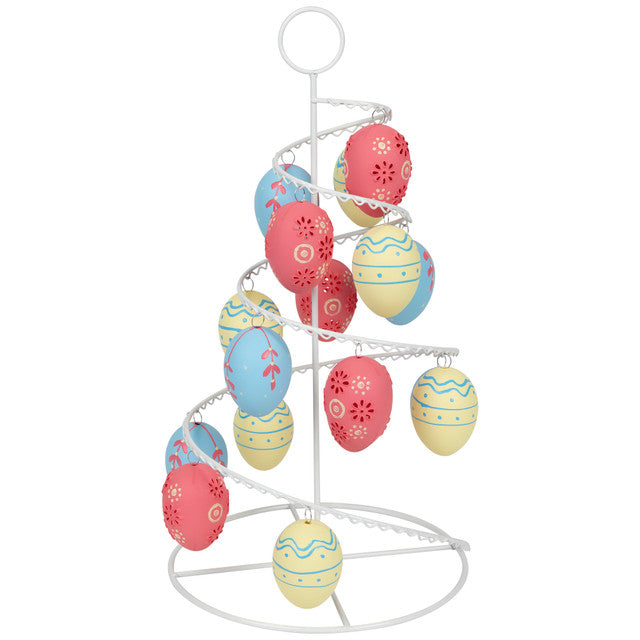 Floral Striped Easter Egg Tree 14.25 Inch