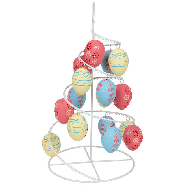 Floral Striped Easter Egg Tree 14.25 Inch