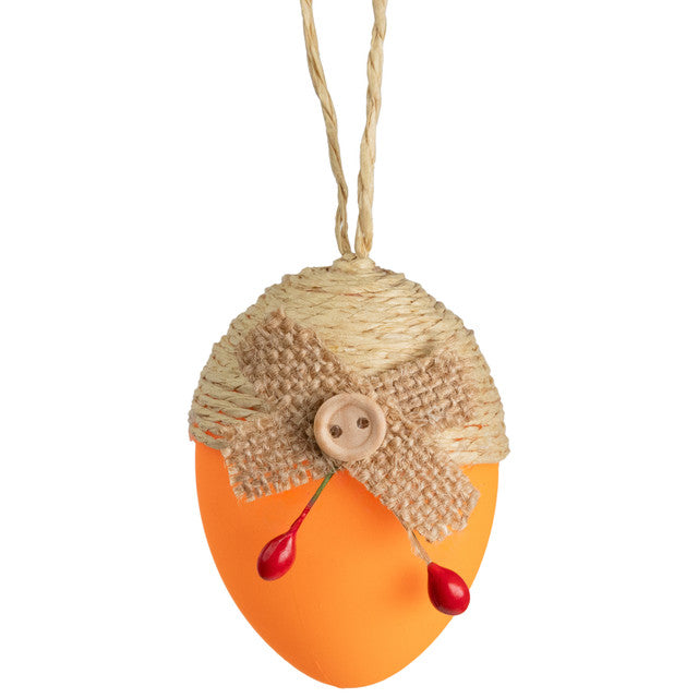 Set of 6 Hanging Burlap Easter Eggs 2.25 Inch Assorted Colors
