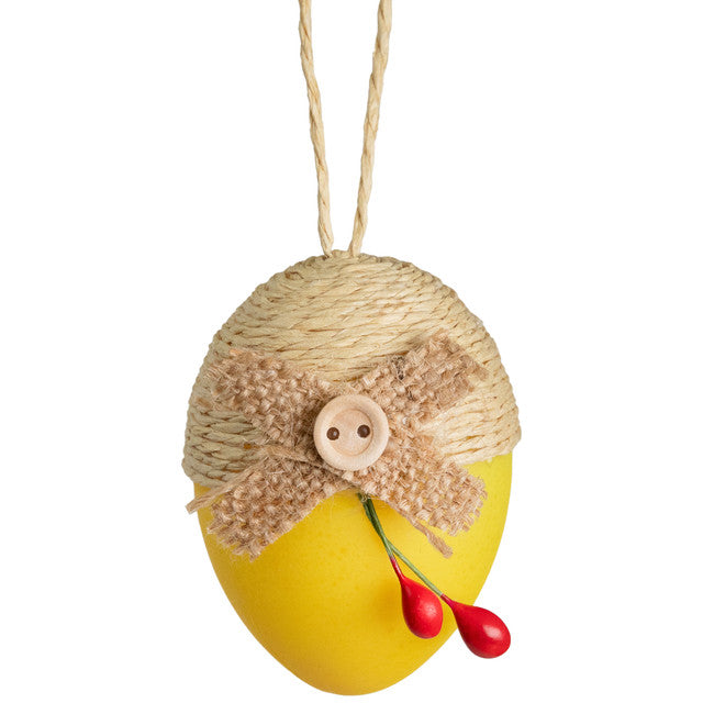 Set of 6 Hanging Burlap Easter Eggs 2.25 Inch Assorted Colors