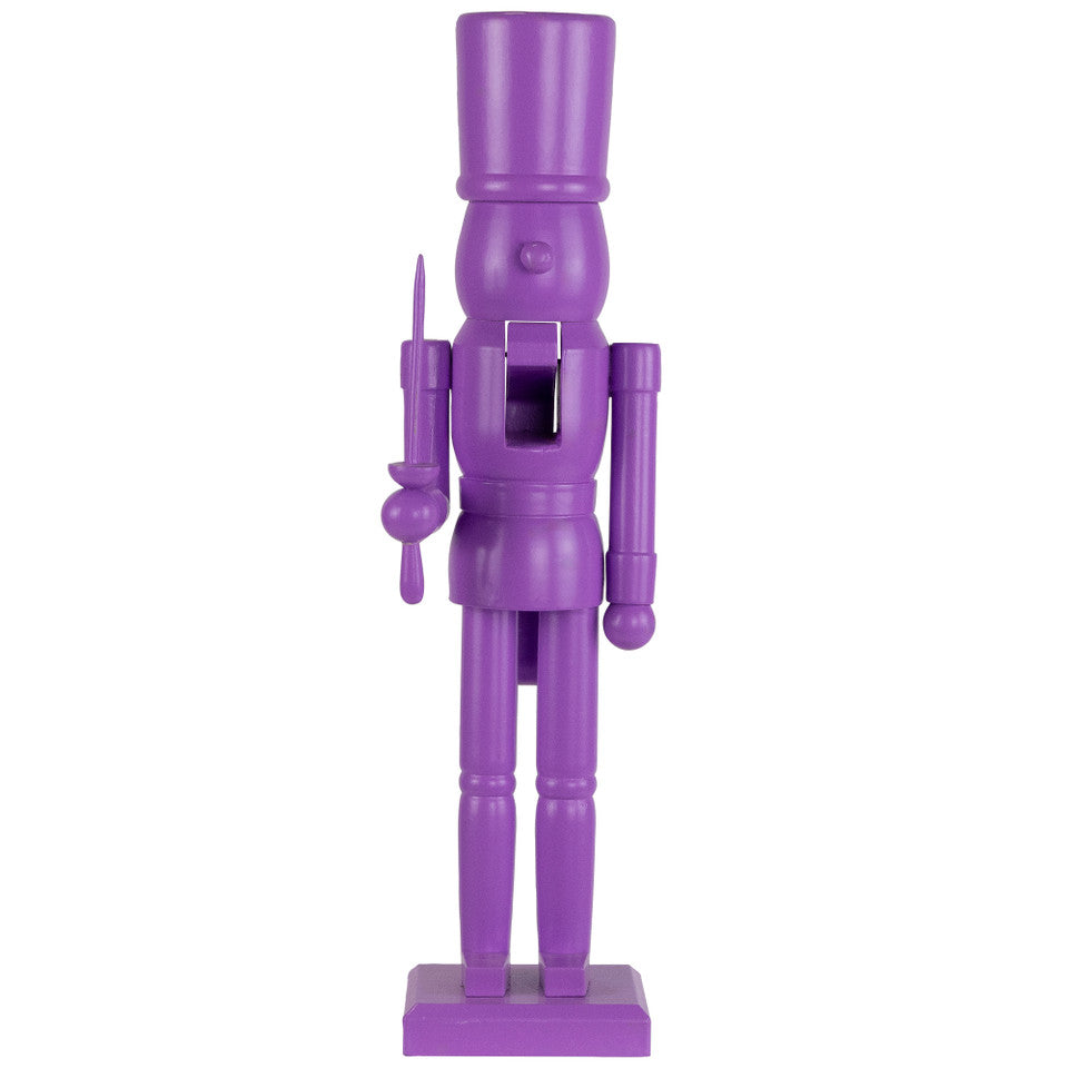 Nutcracker Soldier Figure 15&quot; Traditional Christmas Decor with Sword and Elegant Design (Purple)