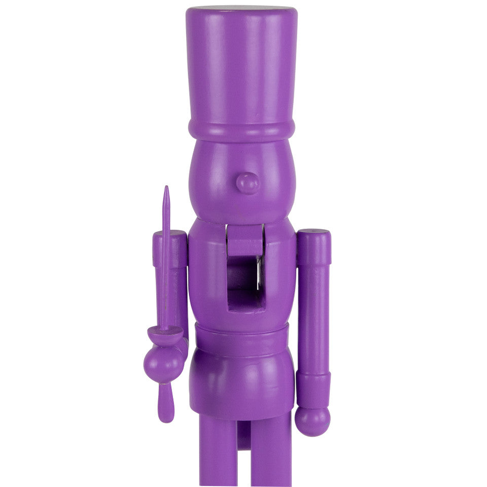 Nutcracker Soldier Figure 15&quot; Traditional Christmas Decor with Sword and Elegant Design (Purple)