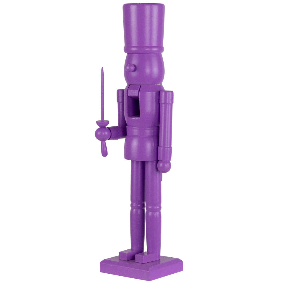 Nutcracker Soldier Figure 15&quot; Traditional Christmas Decor with Sword and Elegant Design (Purple)