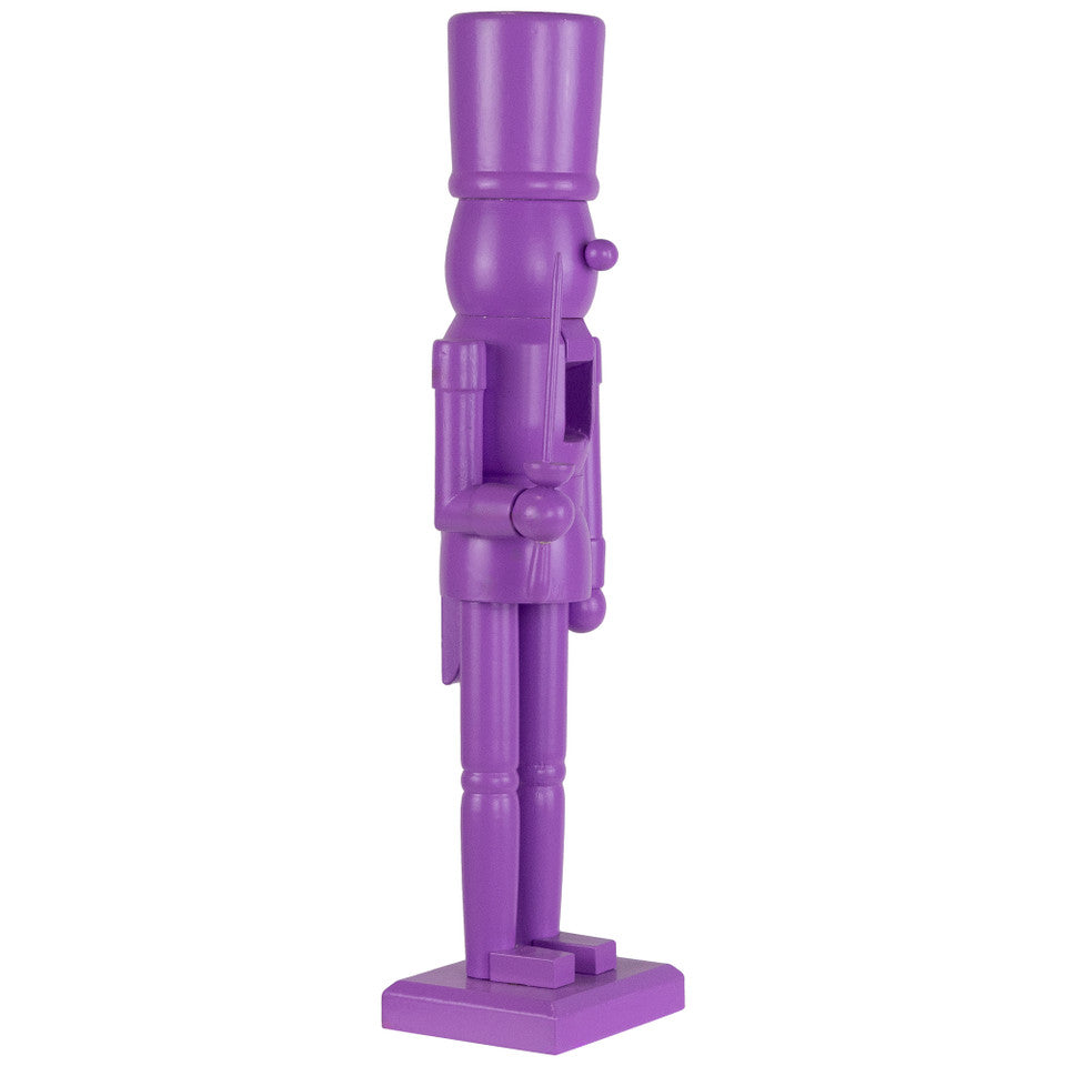 Nutcracker Soldier Figure 15&quot; Traditional Christmas Decor with Sword and Elegant Design (Purple)