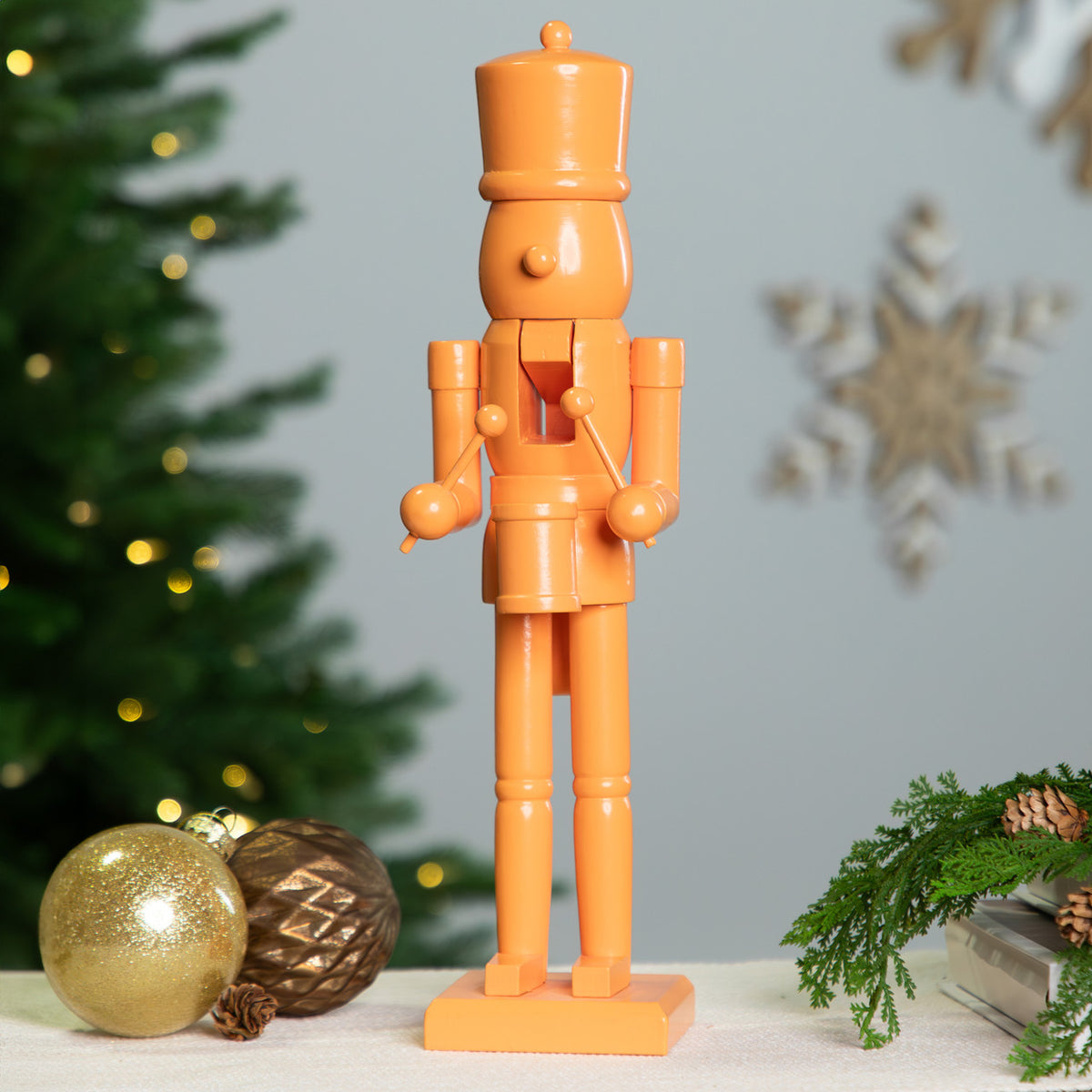 Nutcracker Soldier Figure 15&quot; Traditional Christmas Decor with Sword and Elegant Design (Orange)