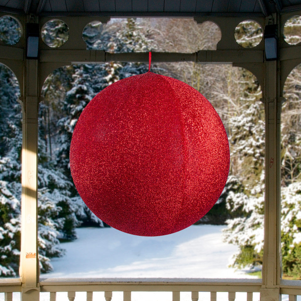 Giant Red Tinsel Inflatable Commercial Christmas Ball 23.5" Outdoor Holiday Ornament
