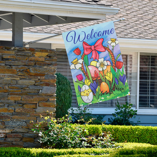 Easter Welcome House Flag 28x40 for Outdoor Decoration