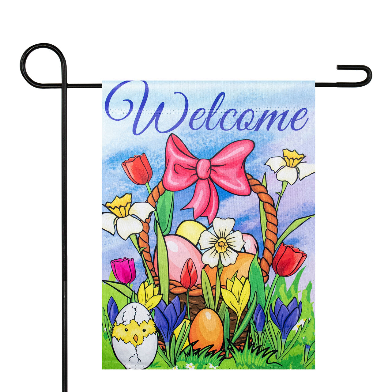 Easter Basket WELCOME Outdoor Garden Flag (12.5" x 18")