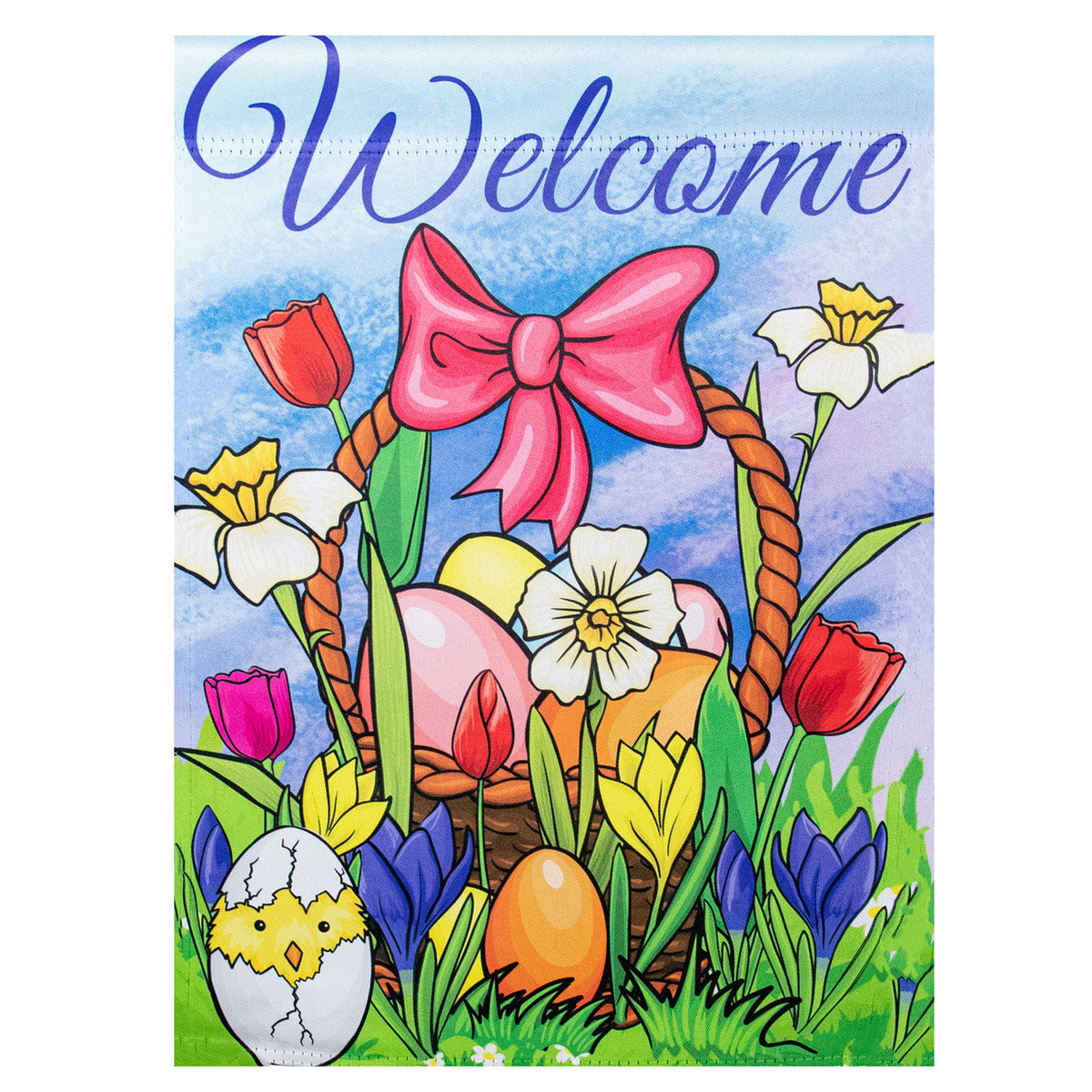 Easter Basket WELCOME Outdoor Garden Flag (12.5&quot; x 18&quot;)