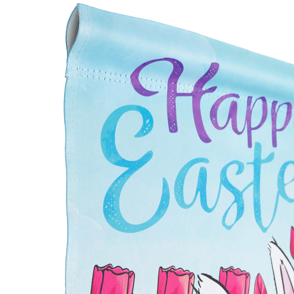 Daisies and Tulips "Happy Easter" Bunny Rabbit Outdoor House Flag 28" x 40"