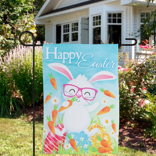 Easter Garden Flag Bunny and Carrots for Outdoor Decoration