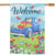 Welcome Pickup Truck with Flowers Decorative House Flag for Front Porch