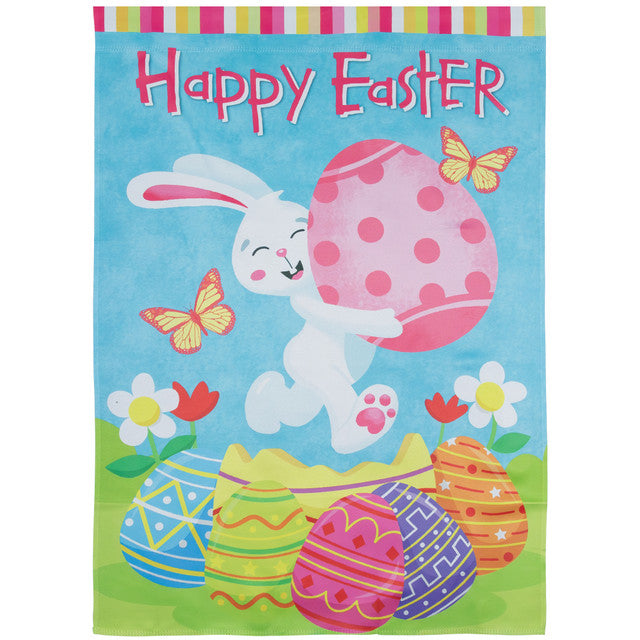 Easter Garden Flag Happy Bunny Eggs for Outdoor Decor
