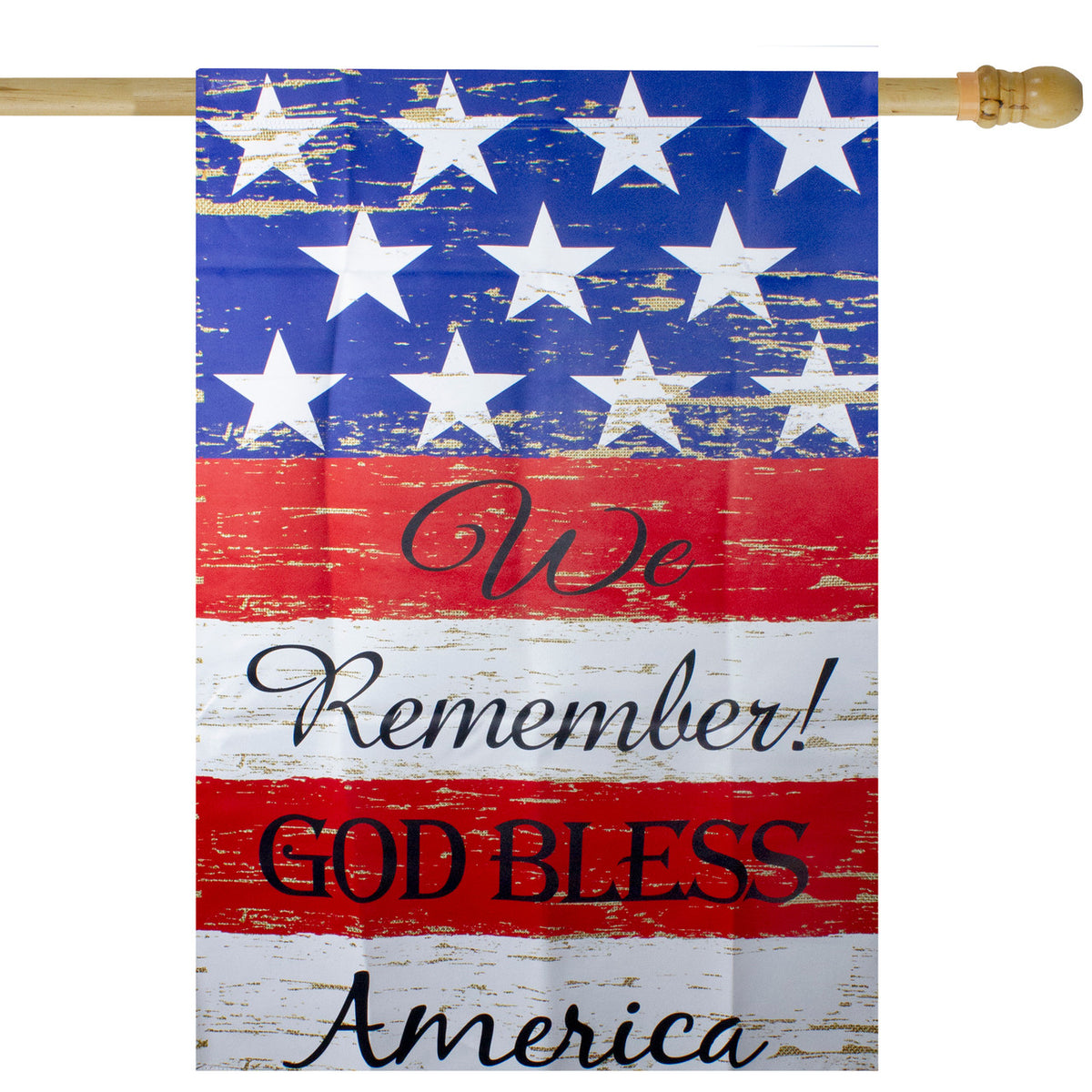 American Flag &quot;We Remember God Bless America&quot; 40 x 28